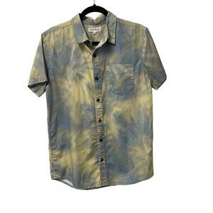 PACSUN TIE DYE MARBLE BUTTON UP SHIRT POCKET MENS S 100% COTTON BLUE NWT CASUAL